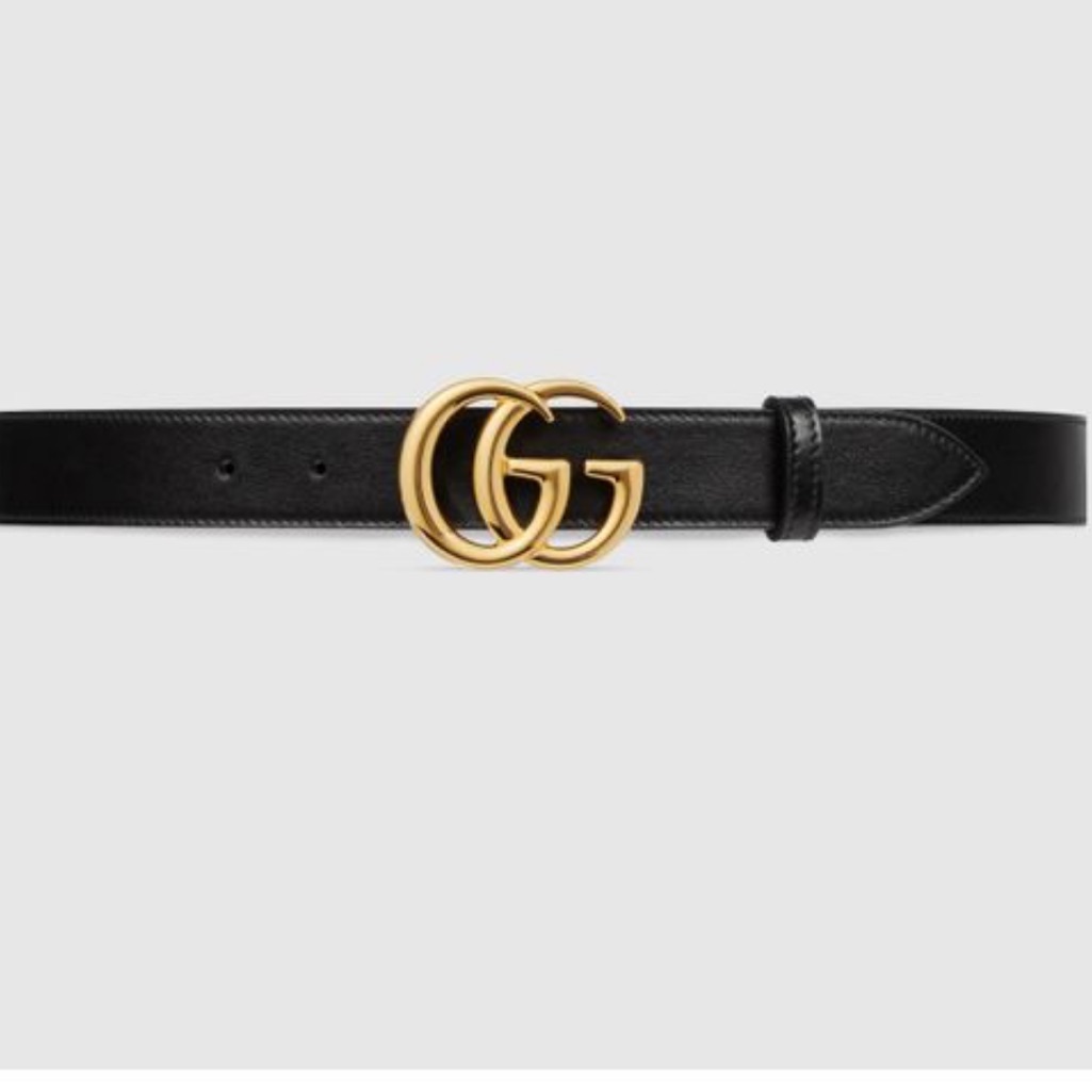 Gucci - Women’s Gg Marmont Leather Belt, Size 7530, Black Leather